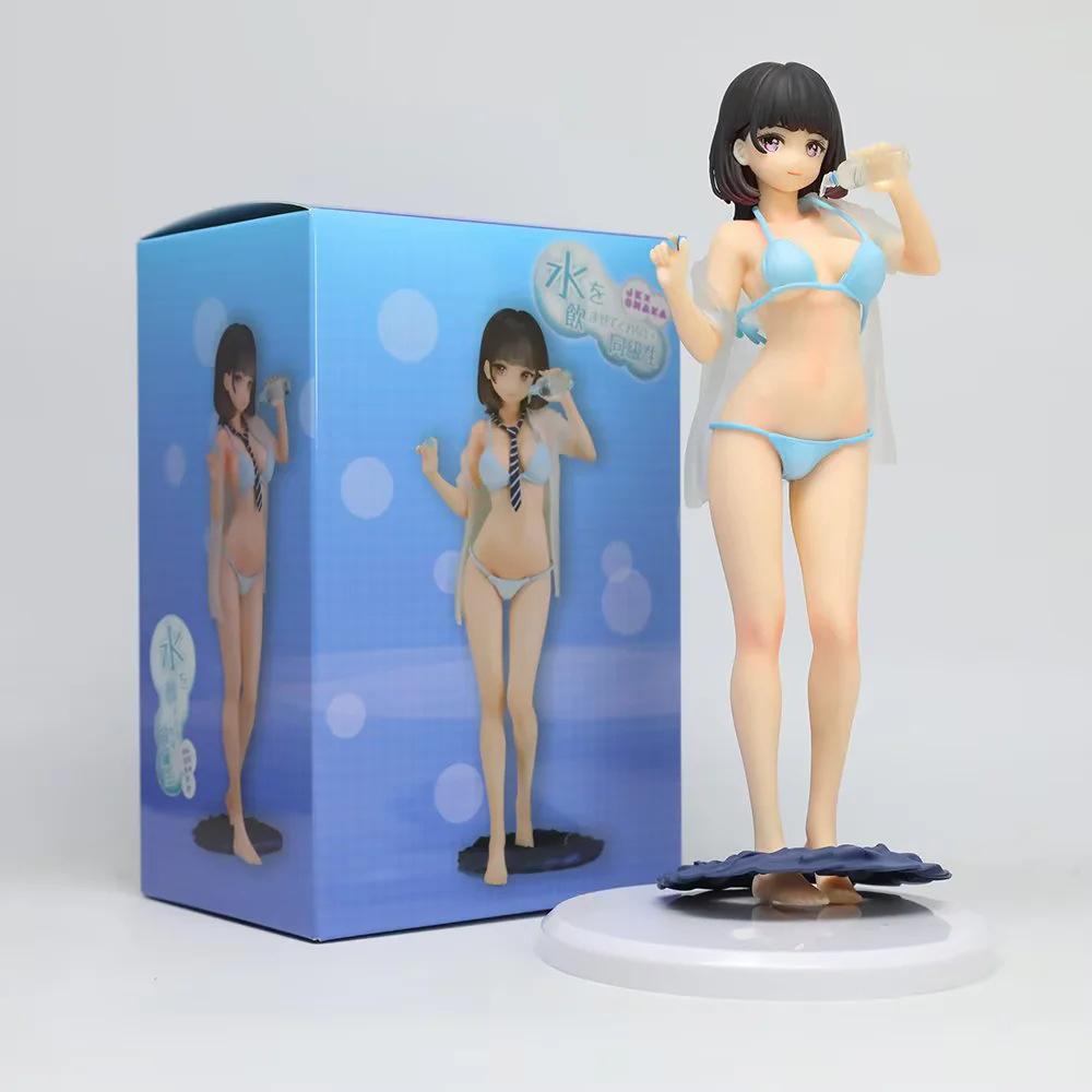 Water Drinking Girl Swimsuit Ver. Anime Beautiful Girl Figure Model, Desktop Chassis Decor Boxed Statue