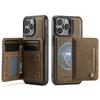 For iPhone 14 Pro Max Case AUTSPACE A13 Vintage Leather Back Cover with Magnetic Detachable Card Bag