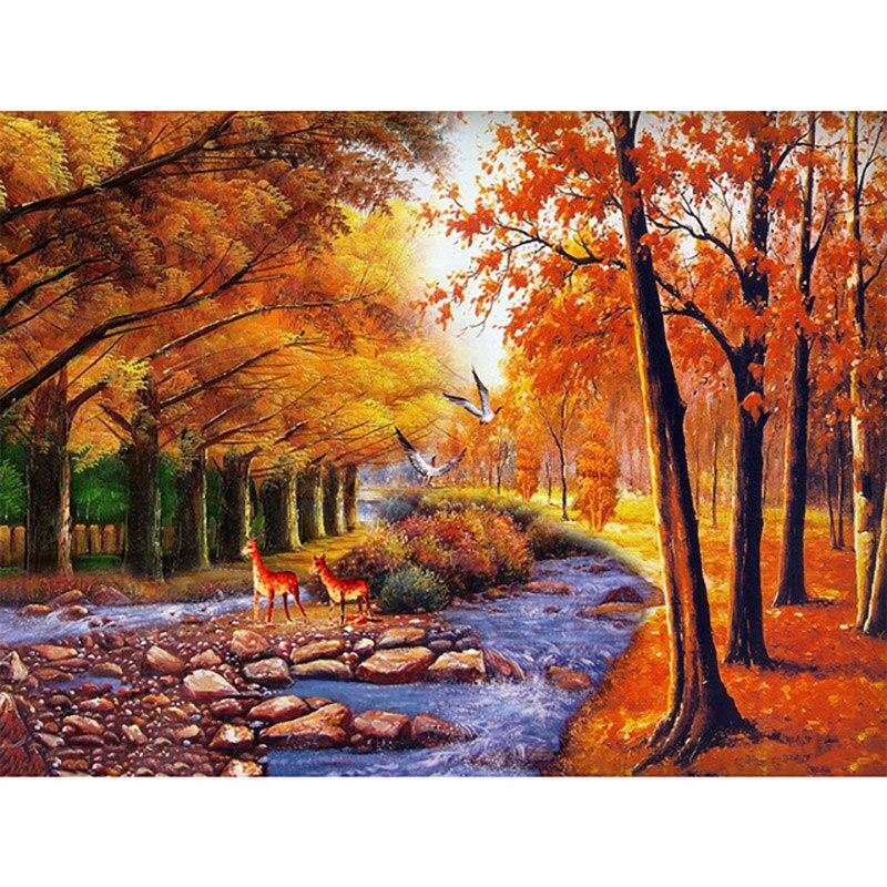 

DIY пейзаж 5D алмазная живопись полная круглая дрель мозаика осенний пейзаж алмазная вышивка крестиком стены книги по искусству домашний декор Full Round 20x30CM