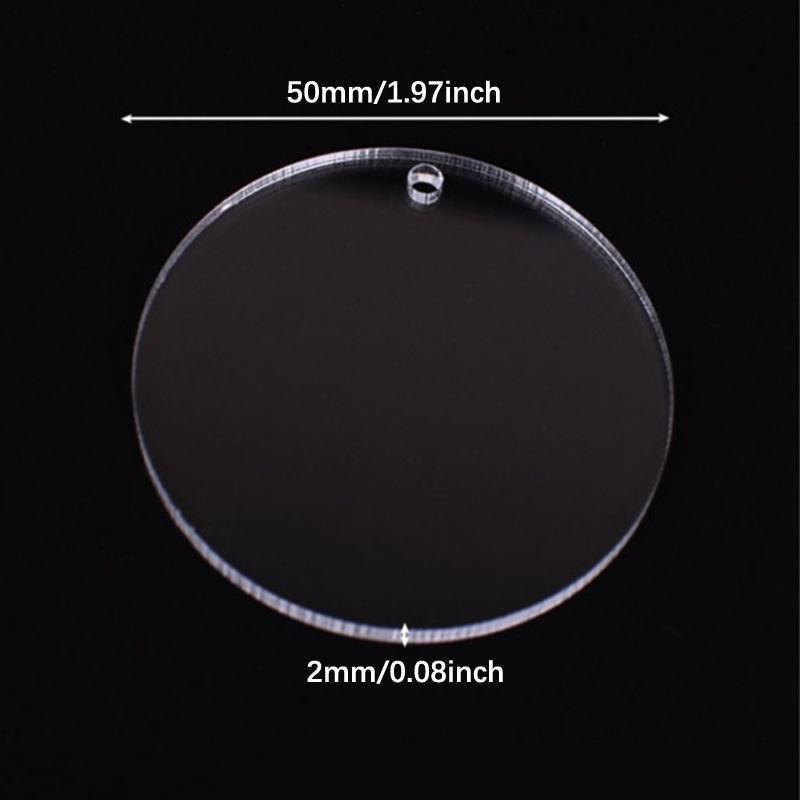 50 szt. Akrylowe puste miejsca na breloki z breloczkami okrągłe przezroczyste dyski koła wisiorek