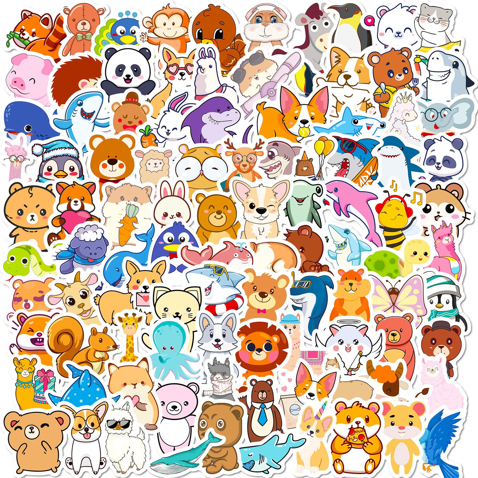 

100 Маленьких Наклеек 4 см Мультяшные Милые Маленькие Животные Скейтборд Чемодан Граффити Наклейка Награда