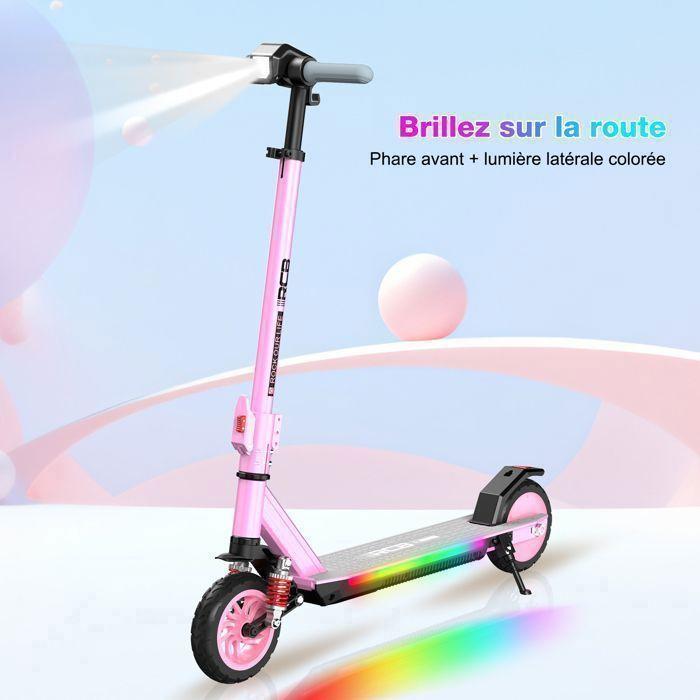 RCB R12 MAX Elektroroller Rosa – 220W – 3 Geschwindigkeiten – 7” – Bunte LEDs – Digitaler Bildschirm – 15KM – Bestes Geschenk