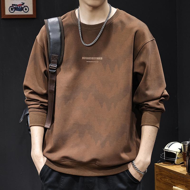 Herrtröja med gradienttryck 2025: Tungviktslångärmad, Trendig Plus Size - Vår/Höststil
