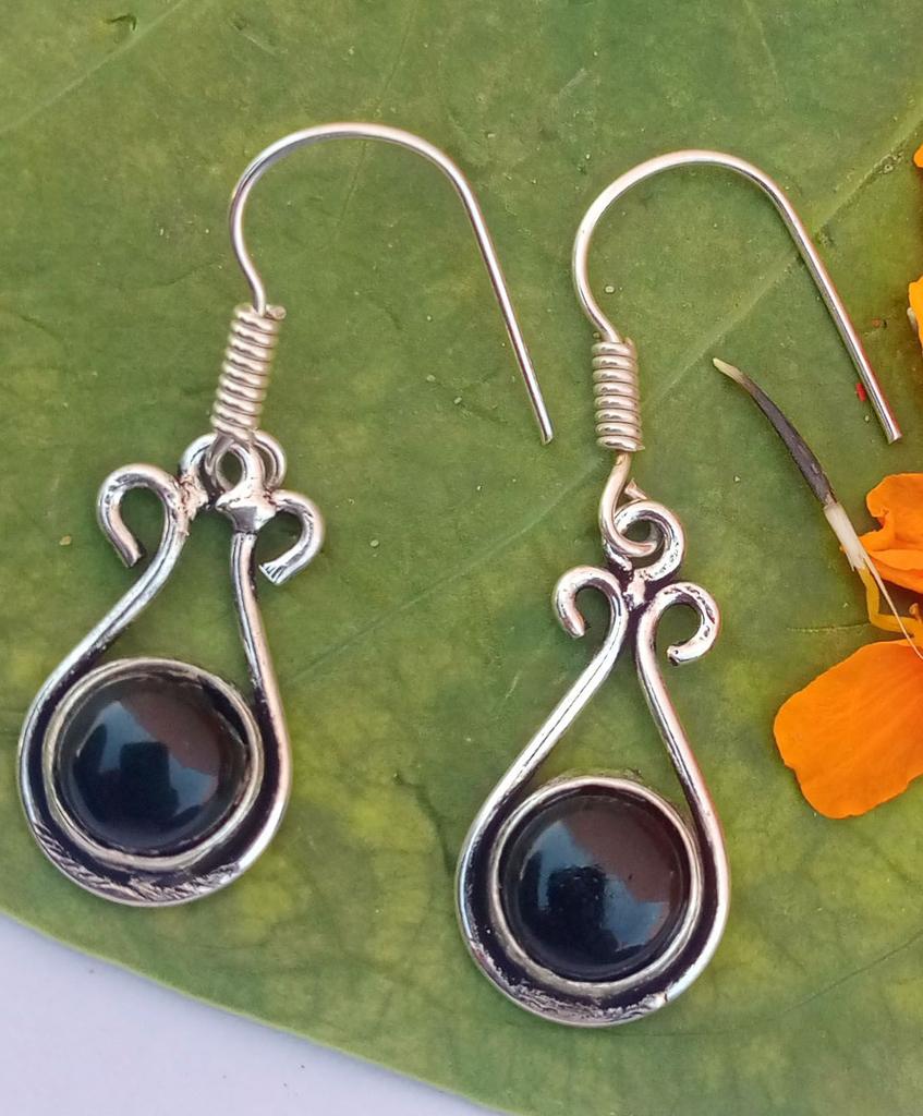 Black Onyx Gemstone 925 Sterling Silver Plated 1 pcs Earring chris-br103