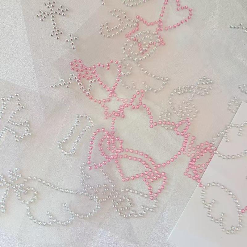 3D Rhinestone Chain Photo Card Stickers Korean Style Music Note Wing Crystal Diamond Sticker for Scrapbook Journal