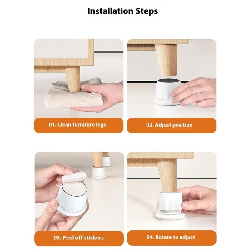 2Pcs Plastic Furniture Leg Levelers Adjustable Height Support Pads Furniture Risers for Uneven Floors Enduring