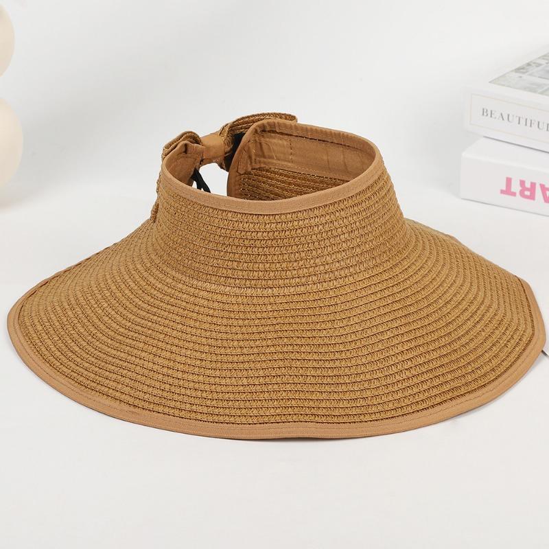 New Summer Folding Empty Top Hat Large Edge Sunshade UV Protection Sun Protection Hat Outdoor Sports Mountaineering Travel Straw Hat