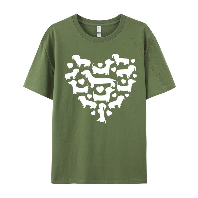 Leisure Tees Hip Hop Cotton Unisexs Top Tshirts Funny Dachshund Hearts Valentines Day Tshirt Black Shirt Graphic Tees