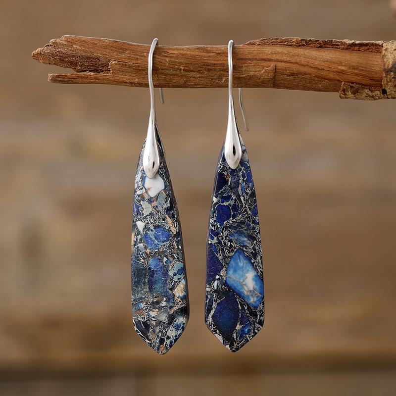 Premium Bohemian Light Luxury Geometric Emperor Stone Geometric Earrings Earrings Popular Accessories