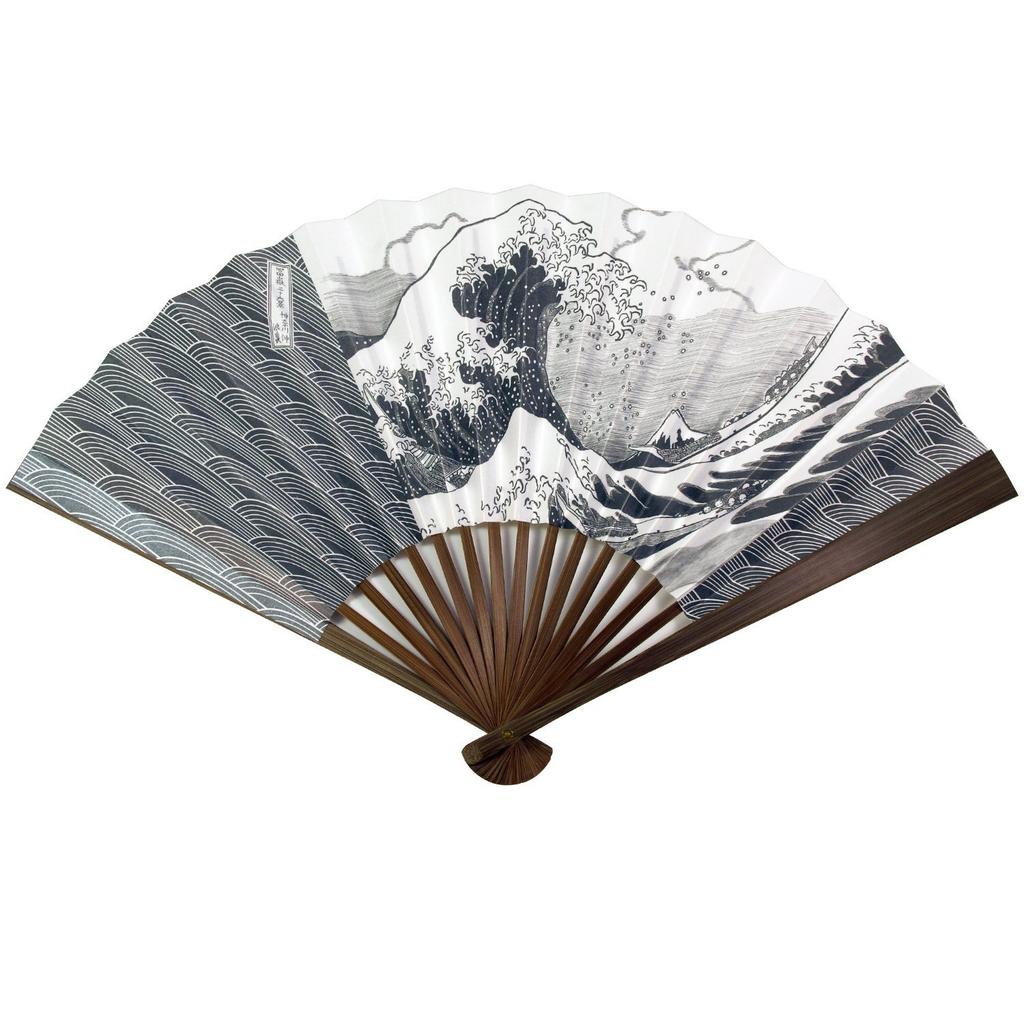 Stylish Business Fan Handkerchief Wave Pattern [Osaka Choseido] Men's Fan, Fan, Case, Included,