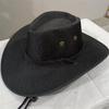 Linen Western Cowboy Hat Wide Brim Beach Sunscreen Cap Simple Summer Sun Hat  Travel