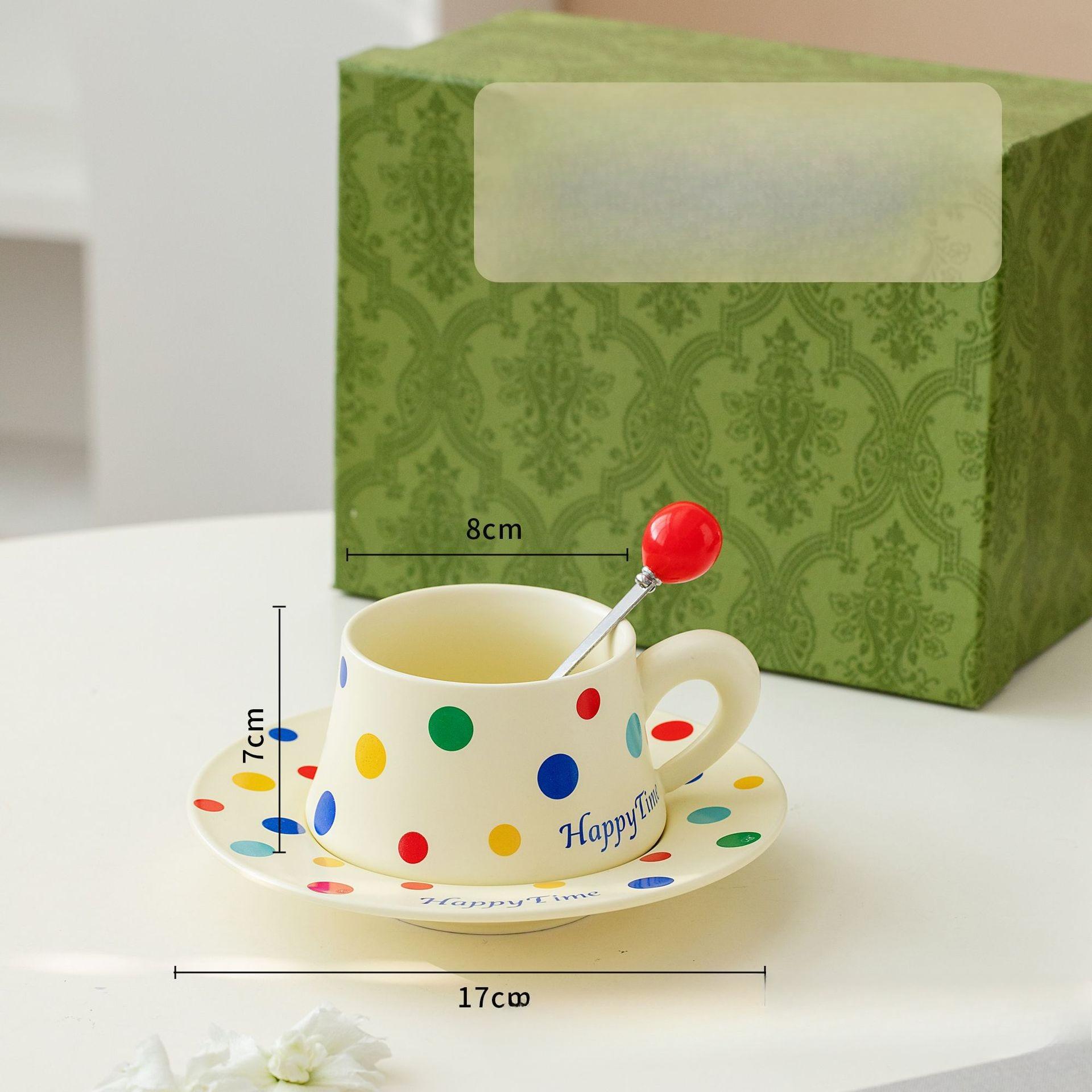 

Nordic Style Coffee Cup with Spoon Cup and Saucer High Looking Creative Ceramic Cup Office Water Cup Souvenir for Girls 260ML