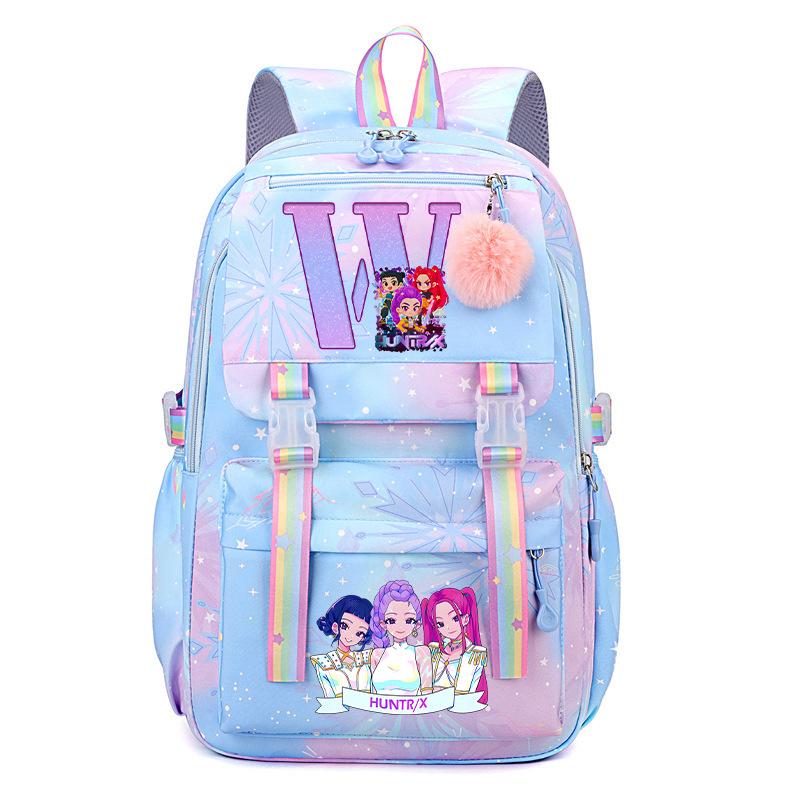 Anime Cartoon Letter Print Small Fresh Rainbow Backpack Korean Version Trend Student Large Capacity Schoolbag