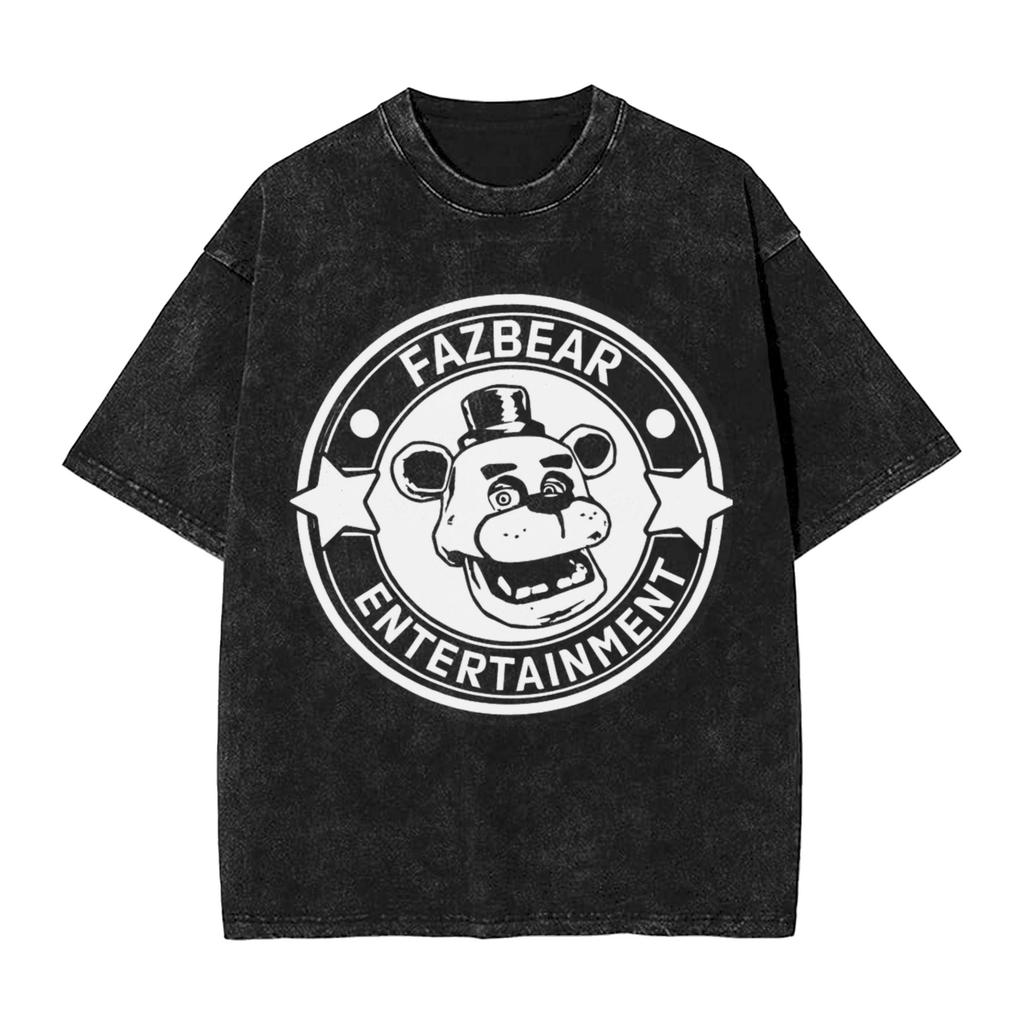 FNAF At Freddys Washed Streetwear Hip Hop Novelty T-Shirts Tees for Men Women Cotton Oversised Soft Comfort Short Sleeve