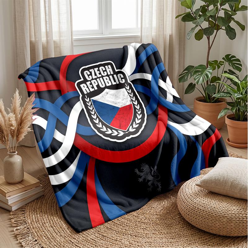 Czech Republi Football Printed Flannel Blanket Skin Friendly Warm Decorative Throw for Indoor Couch Bed Daily Use