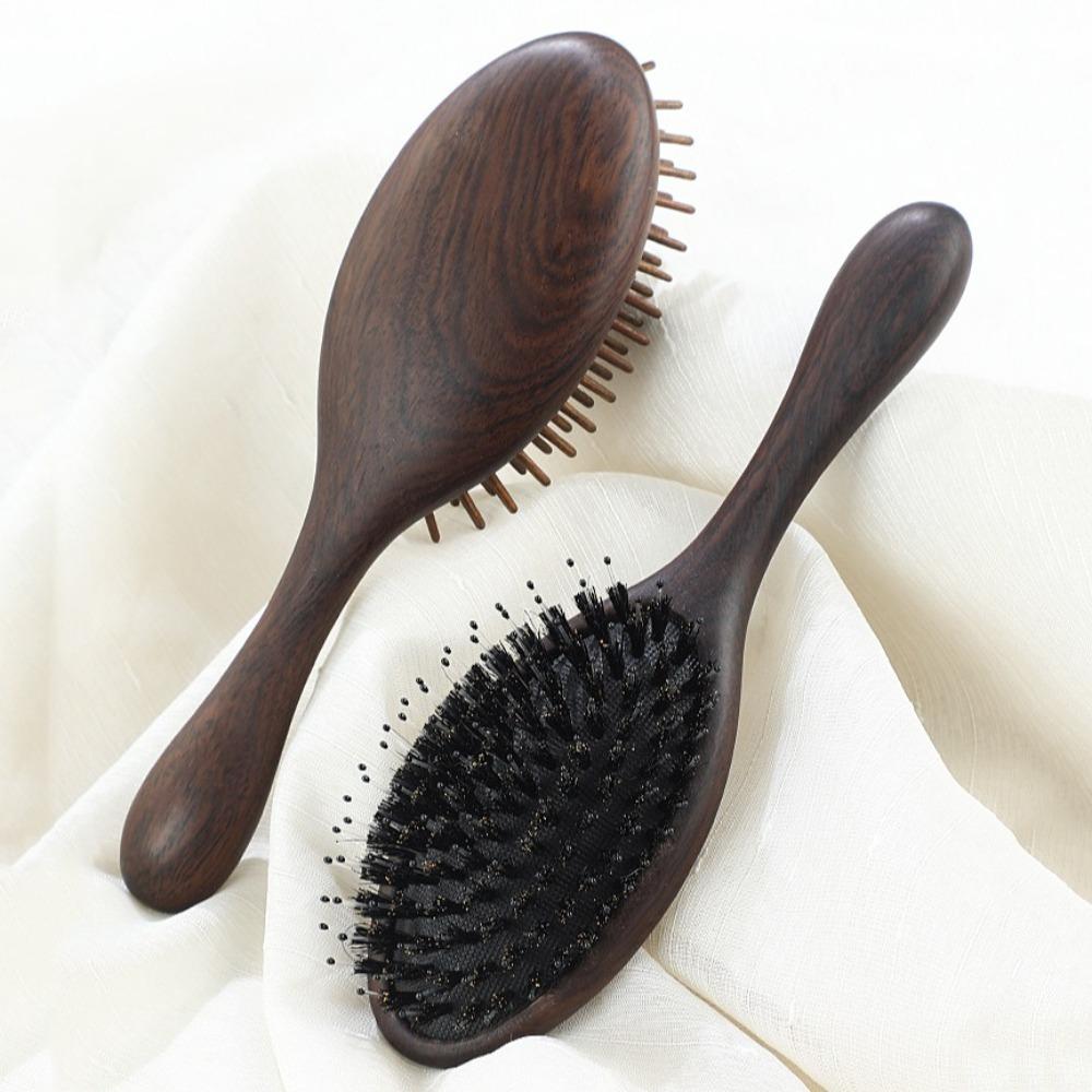 

Bristle Air Cushion Comb Sandalwood Hair Styling Tool Retro Air Bag Hair Comb Makeup Tool коричневий