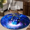 Police Box Time Travel Round Carpet Chair Cushion Round Entryway Rug, Soft Round Rugs for Living Room, Bedroom, Circle Carpet Decor Gifts