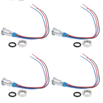 4 Sätze Vorverdrahtete Runde LEDs 2-Farbig Wasserdichte Metallleuchten Gemeinsame Kathode 8mm 36V(Rot und Blau )