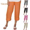 Women Pants Elastic Waist Mid-rise Wide-Leg Casual Pants with Pockets Solid Color Long Trousers Daily Wear