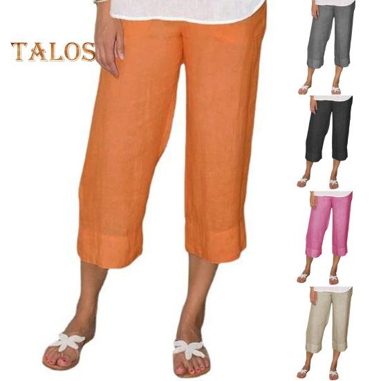 Pantaloni Dama Talie Elastica Talie Medie Picior Larg Pantaloni Casual cu Buzunare Culoare Solida Pantaloni Lungi Port Zilnic