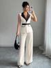 Autumn Chic Elegant Camisole High-Rise Straight Leg Pants Women's Set Women's Suit Vest Set
