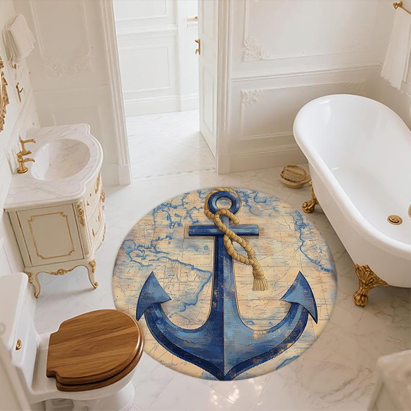 Map Anchor,Round Area Rug,Carpet Rug for Living Room Bedroom Sofa Playroom Decor,Non-slip Floor Mat