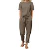 Women Summer Outfit 2 Piece Set Blouse and Trousers