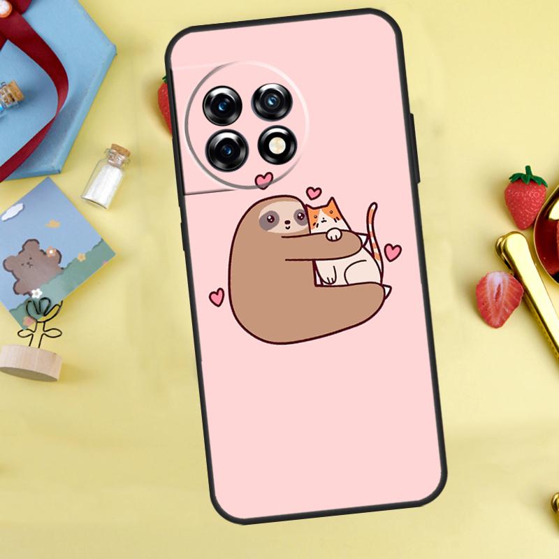 Cute Lovely Cozy Sloth Animal Case For OnePlus 13R 12R 13T 15 13 12 11 10 9 10R 10T 8T Nord 5 CE 4 2 3 Lite N20 N30 Cover