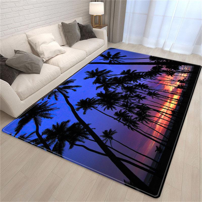 3D Printing Palm Tree Sea Beach Carpet Living Room Sofa Table Rug Bedroom Bedside Rug Dining Carpets Rug for Bathroom Decoration