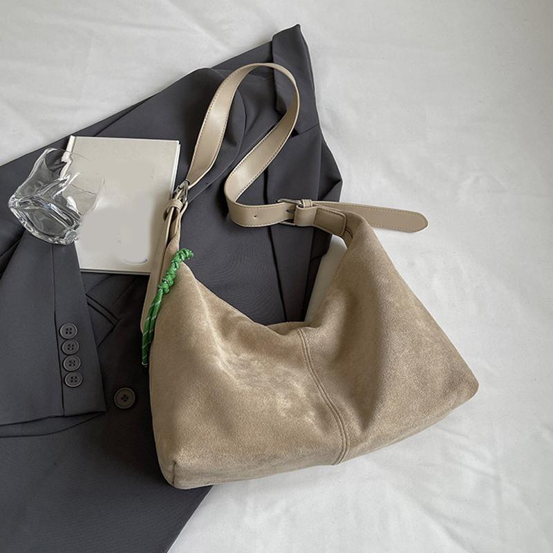 

Женская сумка-кошелек из замши, повседневная сумка через плечо, женский роскошный дизайнерский клатч, женская сумка-хобо в форме полумесяца CLE 36x13x26cm бежевый