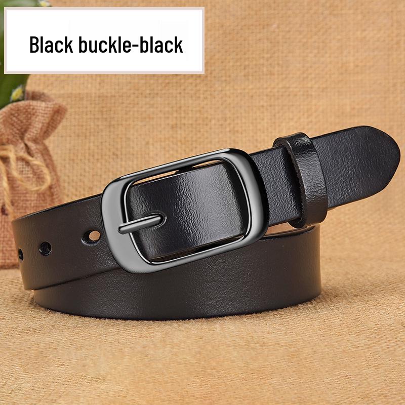 Women's Genuine Cowhide Leather Belt with Rustproof Alloy Buckle - Casual and Versatile for Jeans.