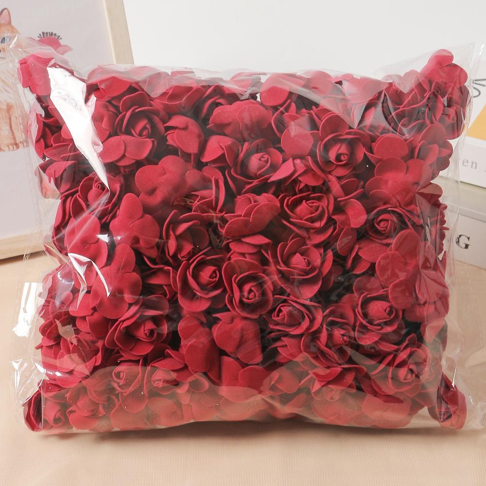 500Pcs Rose Artificial Flower Head 3cm Mini PE Foam Fake Flowers for Home Decor Handmade DIY Party Wedding Decoration Gifts