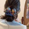 High-End Women's Rainbow Plaid Bow Hair Tie for Autumn/Winter 2025 - Perfect for Ball Buns & Low Ponytails