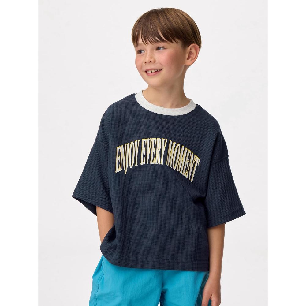 Gu By Uniqlo Kids  Unisex  Dry Waffle Boxy Tee  5 Minute Sleeve 