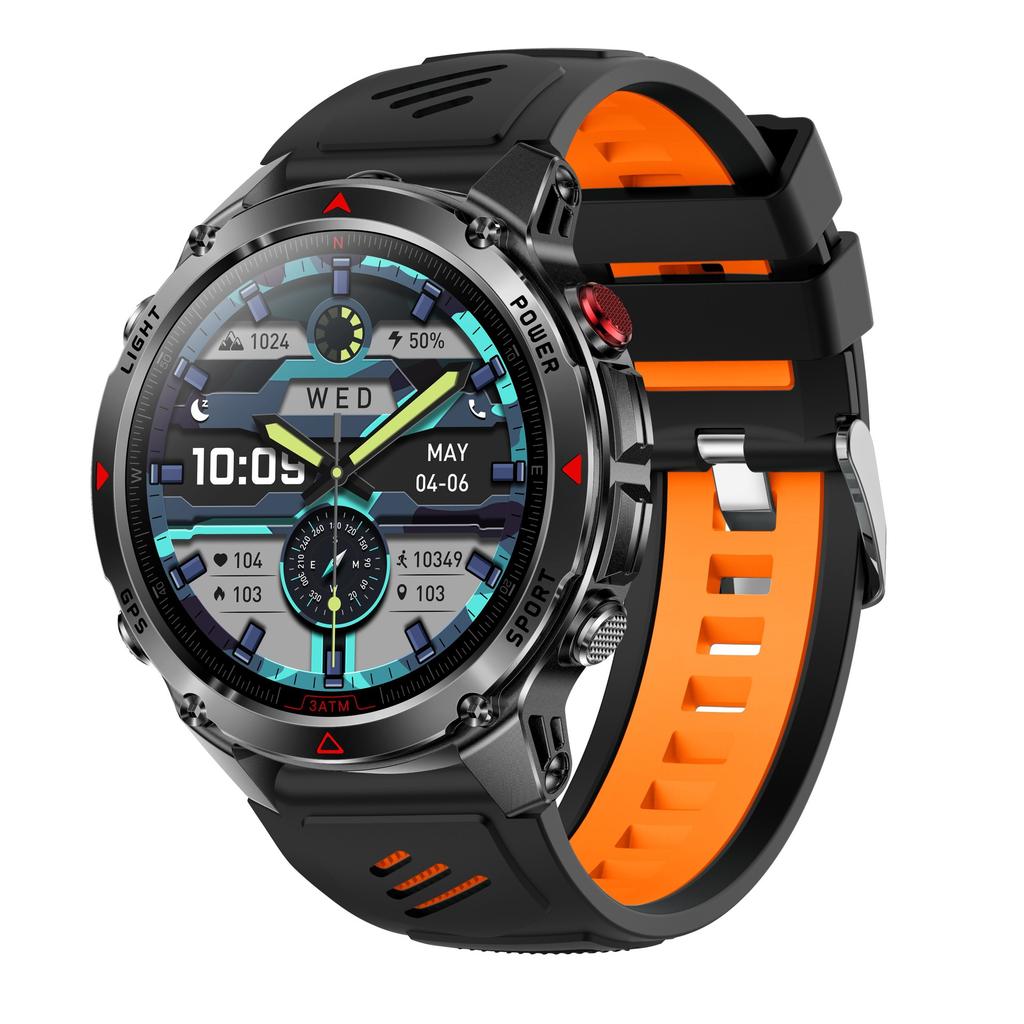 HT37 Smart Watch IPS Call Heart Rate Meter Step Sleep Monitoring 540mAh GPS Positioning 3ATM Outdoor Sports Silicone 4-Day