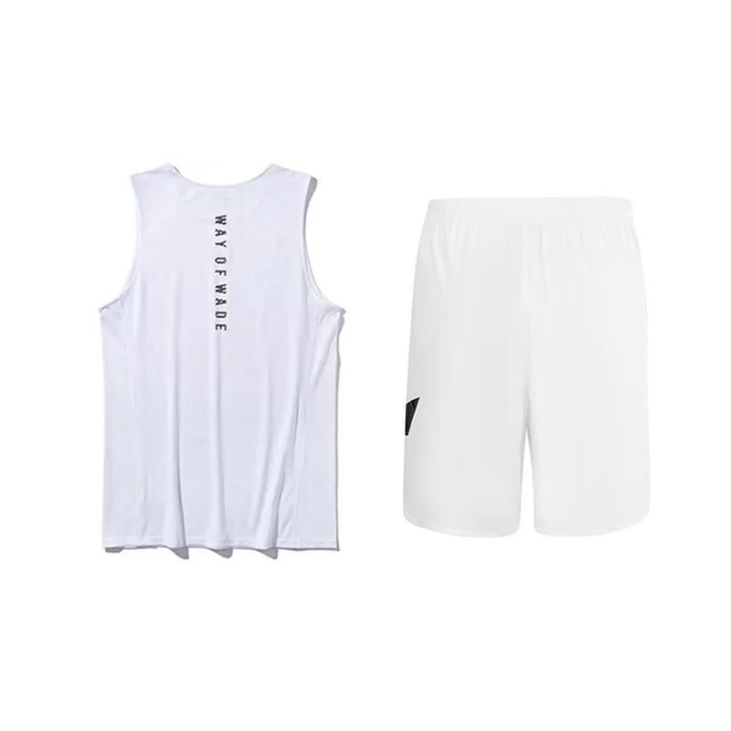 Li-Ning Comfortable Versatile Tank Top Quick-Dry Breathable Simple Fashion Design Five-Point Pants Casual Sports Suit YVSV031-2+YKSU157-1