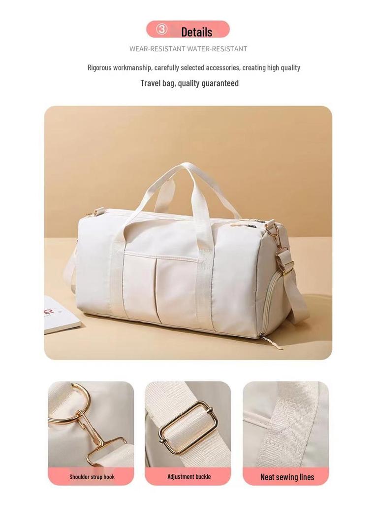 Large Capacity Travel and Gym Bag with Printed Logo, Dry/Wet Separation, Shoe Compartment, Ideal for Yoga, Swimming, and Business Trips