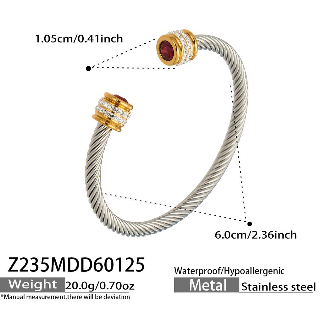European and American fashion light luxury jewelry bracelet set with zirconia, stainless steel elastic open bangle