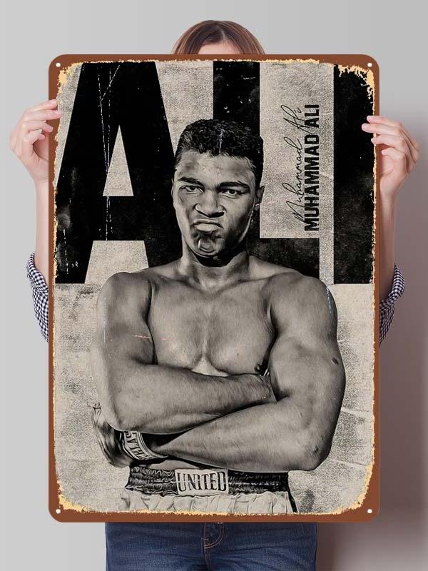 Muhammad Ali Bokser Metalowe Plakaty Dekoracyjne do Dekoracji Pokoju Niestandardowe Bokserskie Metalowe Tabliczki Cyny do Dekoracji Ściennej Retro Dom Mężczyźni