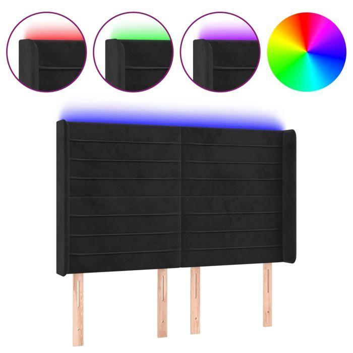 VidaXL Tête de Lit à LED Meuble de Chambre à Coucher Accessoire de Lit Double Tête de Cadre de Lit Intérieur Noir 3124238