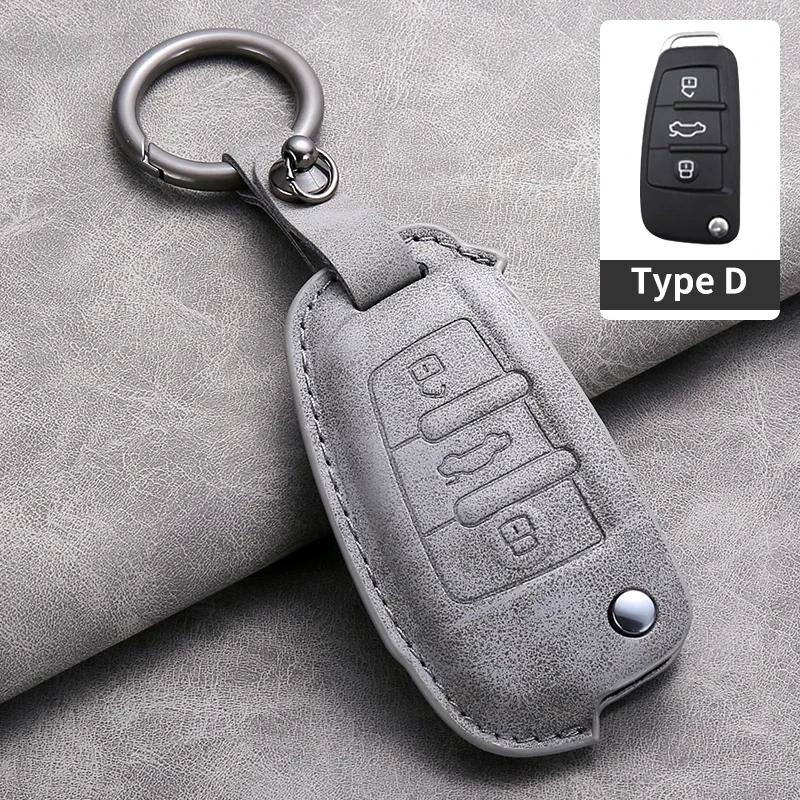

Leather Car Flip Key Case Cover Shell for A3 8L 8P A4 B6 B7 B8 A6 C5 C6 4F RS3 Q3 Q7 TT 8L 8V S3 Keychain Accessories