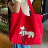 Wind Lazy Red, Large Capacity Shoulder Bag Seaside Vacation Lightweight Canvas Bag Bag Girl