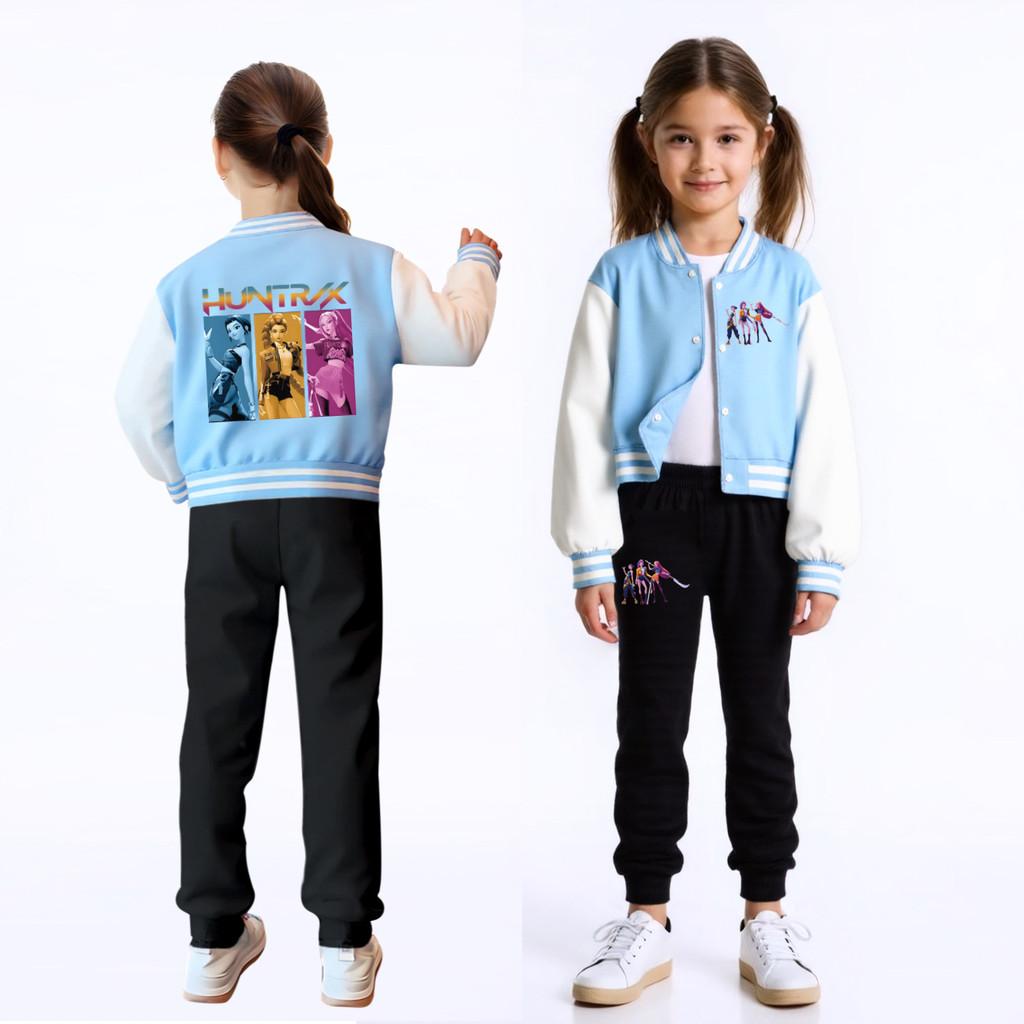 Kids Girls Anime Cartoon POP Singer Super Star Rumi Zoey Mira Printed Casual Long Sleeves Baseball Jacket Coat
