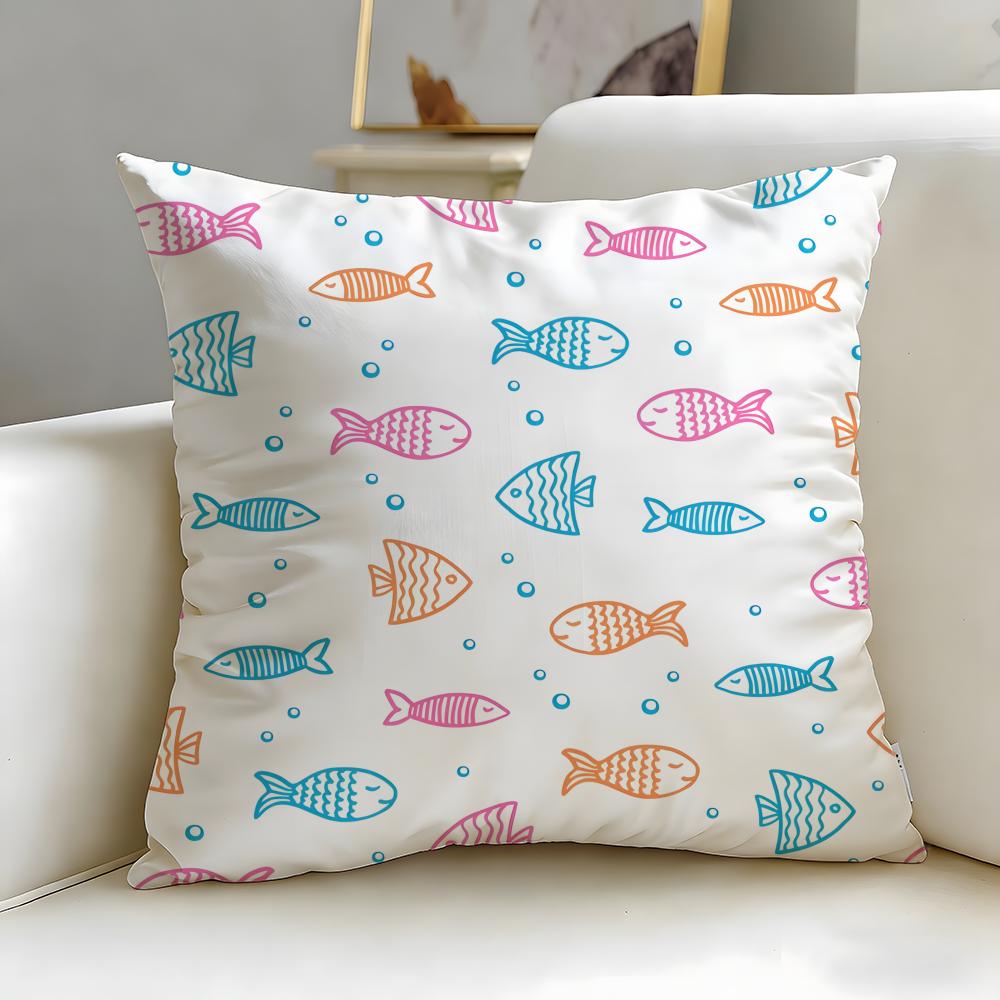 Artistic border Cushion Cover Soft  EasyWash Pillow Case  Versatile for Couch Bed Travel and Office