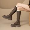 Thick-Soled But Knee-Thin Boots Retro Black Boots Tall Knight Boots Heightening Versatile Stacking Boots
