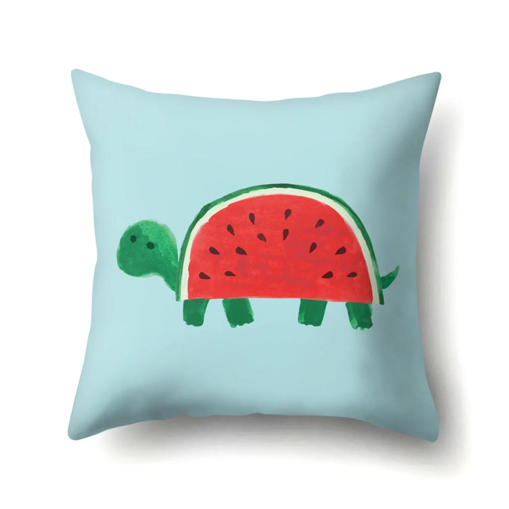 Dekorativer Kissenbezug mit Wassermelonen-Erdbeer-Kiwi-Zitronen-Motiv, Obstmuster, Kissenbezug, Heimdekoration für Sofa, Bett, Wohnzimmer, 45 x 45 cm