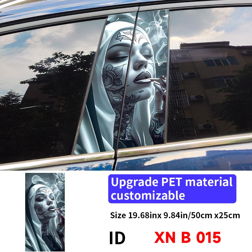 Gothic Nun Sister Car Halloween Sticker Auto B-pillar Car Center Column Decor Cover Scratches Waterproof Vinyl Decal Accessories