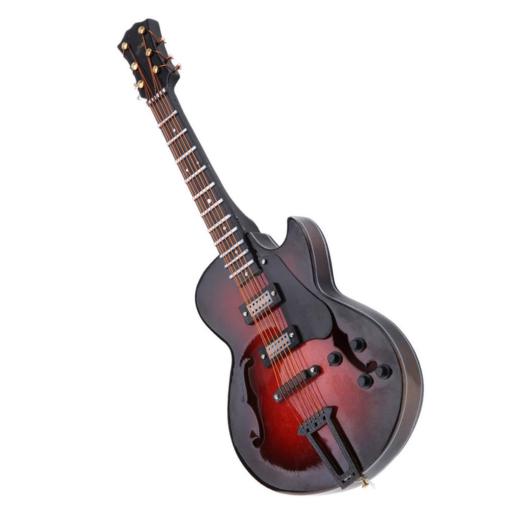 Klassische Miniatur-Gitarren-Replik mit Ständer und Koffer Instrumentenmodell-Ornamente Weihnachtsgeschenk