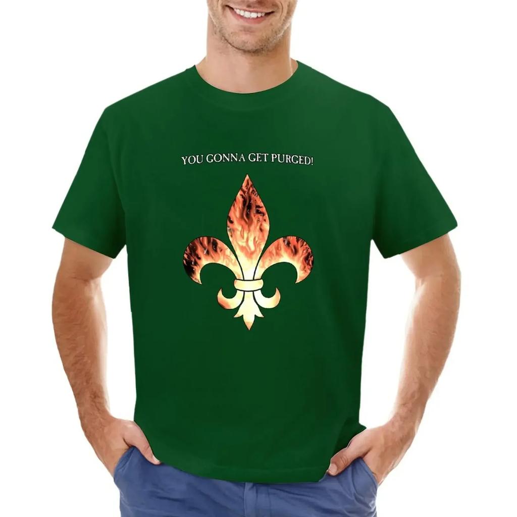 Flaming Fleur De Lis Purge! T-shirt hippie clothes sports fans Men's t-shirt