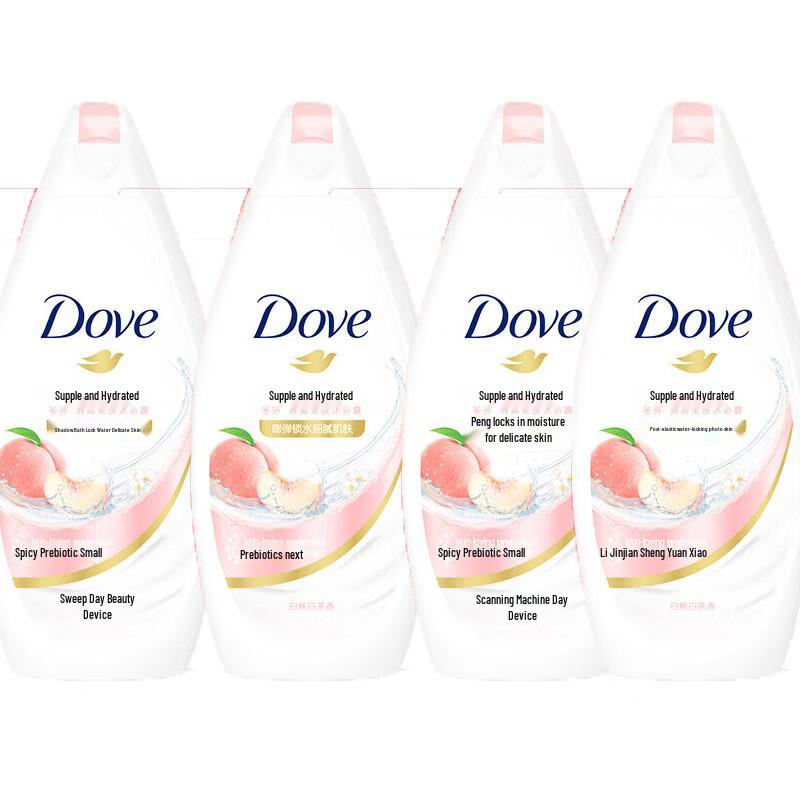 Dove White Peach & White Tea Body Wash (200g x 4 Bottles)